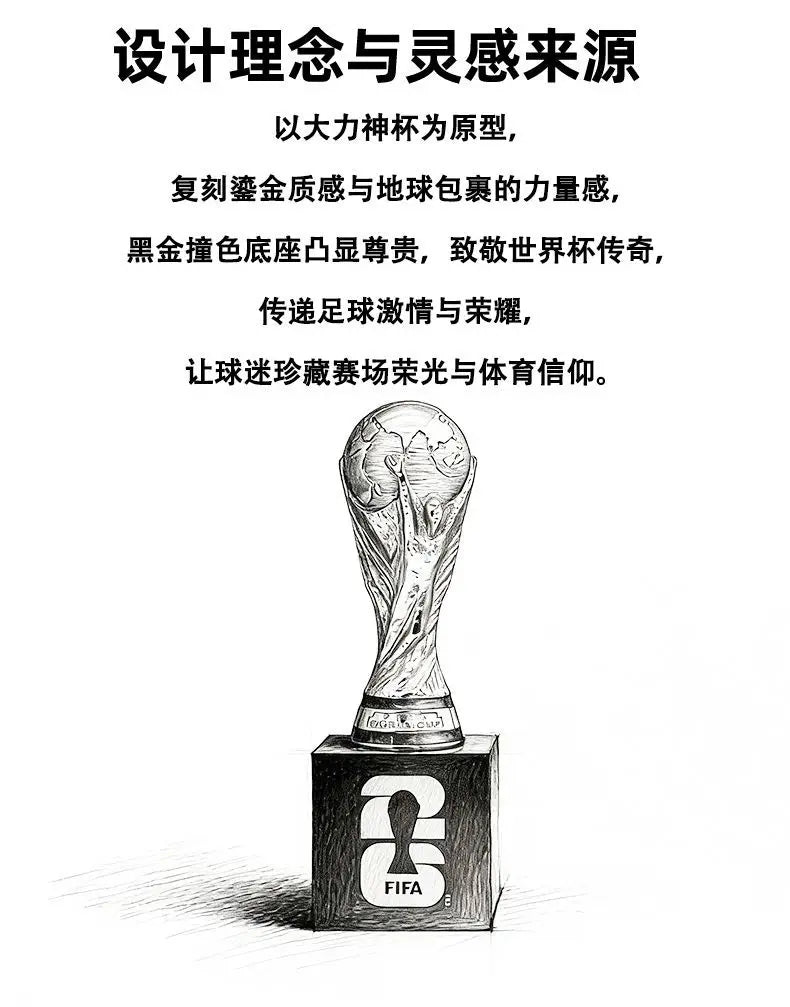 FIFA Official Licensed 2026 World Cup 3DTrophy Replica Golden Jules Rimet Trophy Black Base Football Fans Collectible Desk Decor