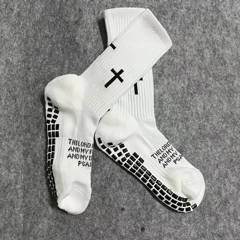 Sports Casual Socks Cross Printed Non Slip Football Socks Professional Outdoor Game Training Socks Breathable Comfortable Socks